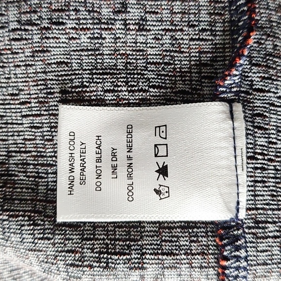 Anthropologie Ro&De Perette Frill Blouse Size XS Rust Navy Blue Textured Peplum - Picture 9 of 12